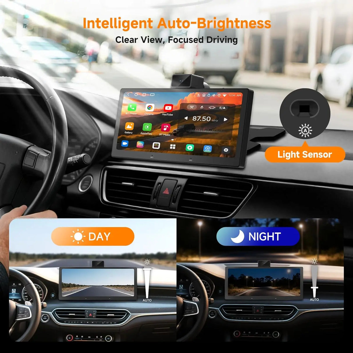 ATOTO P625S1N 10.25" Portable CarPlay Screen – Wireless CarPlay & Android Auto Car Stereo with Front & Cabin DVR Cameras, G-Sensor, WiFi/USB Tethering, Bluetooth, MirrorLink, GPS