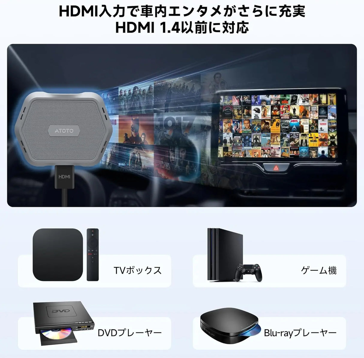 ATOTO AD1 ワイヤレスアダプター HDMI搭載 CarPlay用2in1ドングル TV
