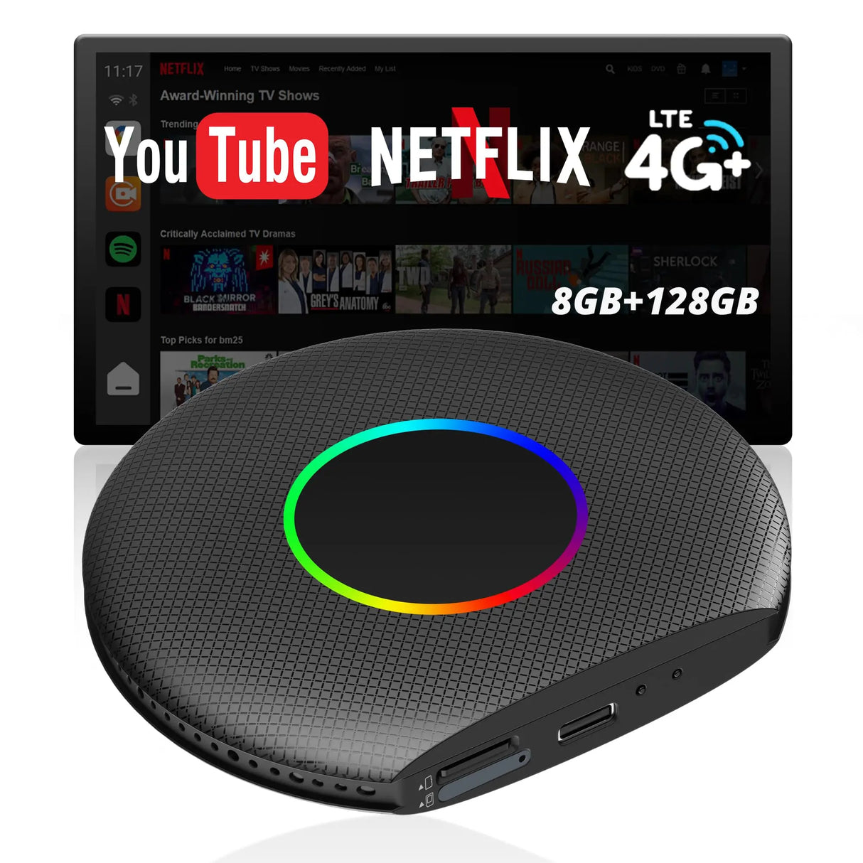 ATOTO CB6 Wireless CarPlay Adapter, AI Drivechat, GPS, 4G LTE, 8+128GB