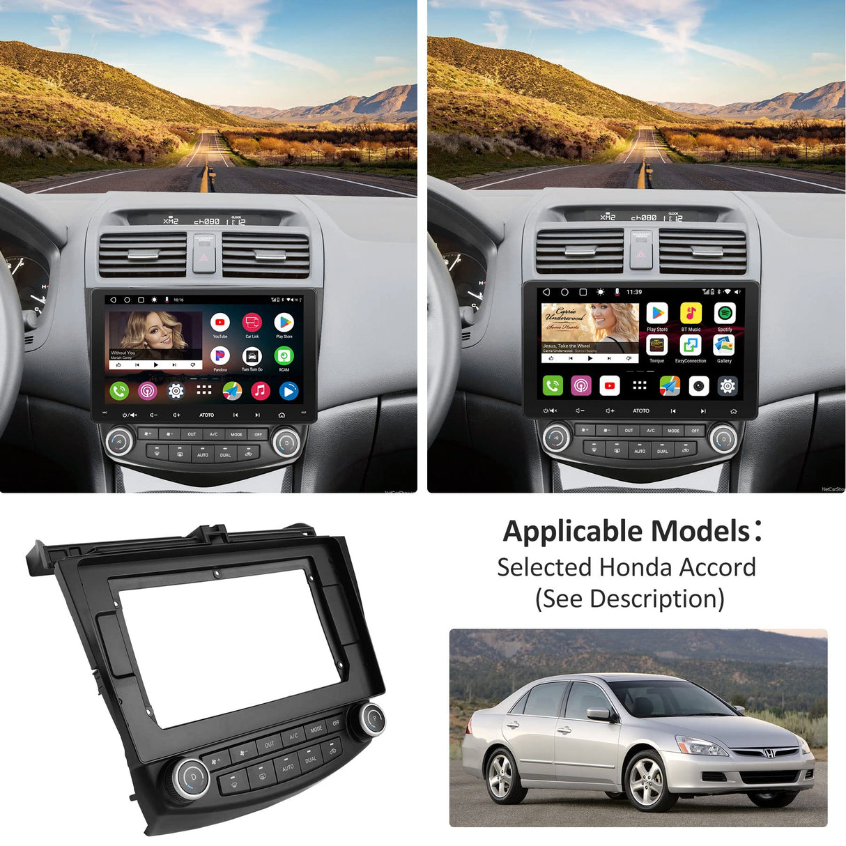 YOFUNG AC-HDAD03X-ST Installation Mounting Dash Kit -Compatible with Selected Honda Accord 2003 2004 2005 2006 2007 Models - Only Fit for ATOTO Car Stereo of IAH09D Style