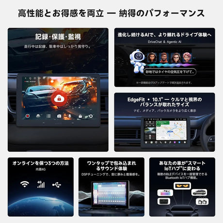 ATOTO S84G211P 10.1インチ QLED Androidナビ バックカメラ付属、ワイヤレス CarPlay & Android Auto、4G LTE内蔵、ChatGPT AI、駐車24時間監視、GPS追跡、高音質DSP、HDMI入出力、2DIN 4GB+64GB