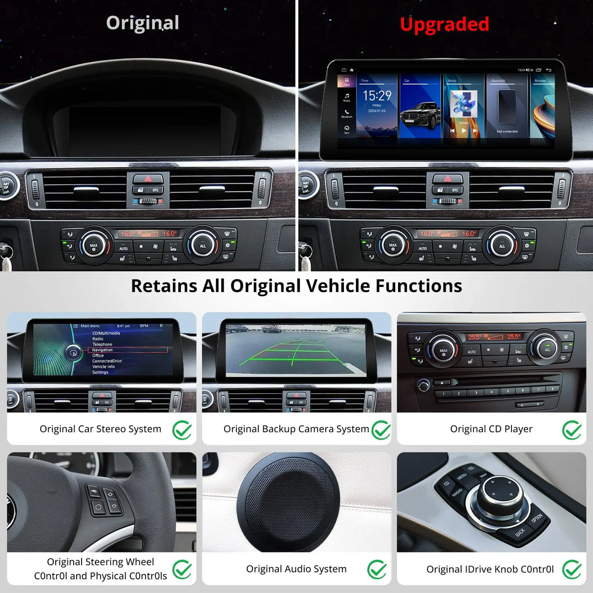 ATOTO S8BM3S412B8PN 12,3" Autoradio Bluetooth, CarPlay, Android Auto, Navigatore, AI, 2 BT, 4G LTE – Compatibile con BMW Serie 3 E90/E91/E92/E93 CIC (2008-2012), Mantiene Funzioni Originali