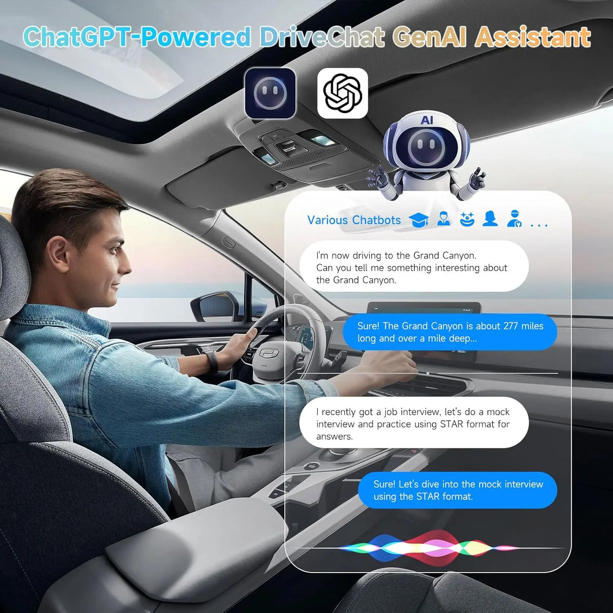ATOTO AD5 Adaptateur CarPlay/Android Auto Sans Fil - ChatGPT IA, WiFi Double Bande, 256 Go TF, Streaming HD