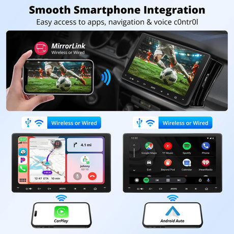 ATOTO A6G2A7PF 7" Android Double-DIN Car Stereo, Dash & Rear Camera, Wireless Apple CarPlay & Android Auto, GPS Tracking, WiFi/BT/USB Tethering, 2G+32G