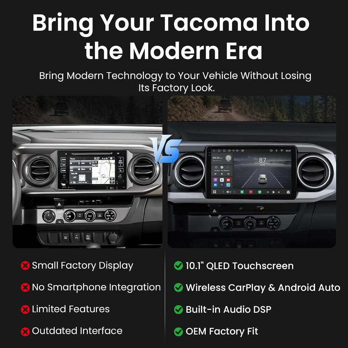 ATOTO S8LTAC10ADM 10.1" Android Car Stereo for Toyota Tacoma 2016–2023, Wireless Apple CarPlay & Android Auto, 4G LTE, QLED Display, DSP, GPS Navigation, Bluetooth 5.1