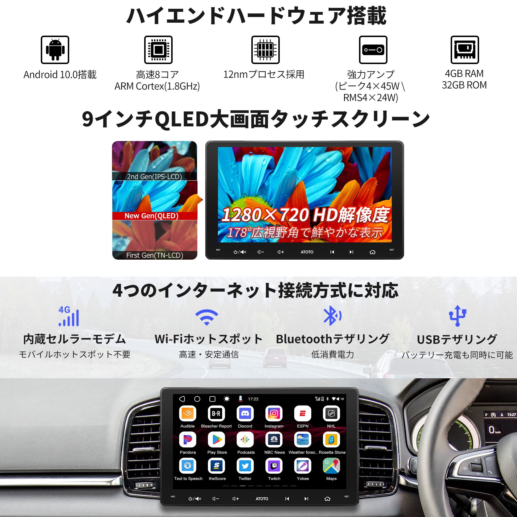 Amazon.co.jp: [9インチ] ATOTOEXCEL S8MS Androidナビ 2DIN