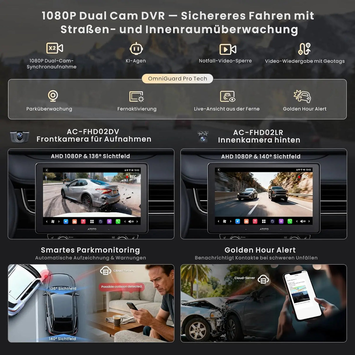 ATOTO X10G209E 9 Zoll Double Din Autoradio – Front- & Rückfahrkamera-Eingang 1080P, QLED Touchscreen, 8GB+128GB Android Autoradio, Wireless CarPlay & Android Auto, 4G LTE, Wi-Fi, Bluetooth, USB, DSP, AMP, Subwoofer, GPS