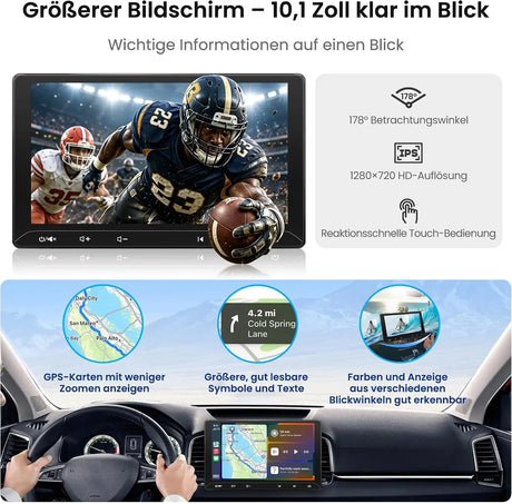 ATOTO F7G211WE 10,1 Zoll Doppel-DIN Autoradio, Wireless Apple CarPlay & Android Auto, Touchscreen, Bluetooth, LRV, MirrorLink, Lenkradfernbedienung, AUX, FM/AM-Radio