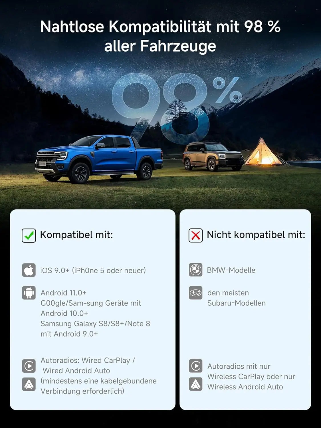 ATOTO CB4A-BK Drahtloser CarPlay Adapter – Magic AI Box mit Dual-WiFi, Wireless CarPlay Box für Fahrzeuge mit kabelgebundenem CarPlay & Android Auto, YouTube & Netflix Unterstützung