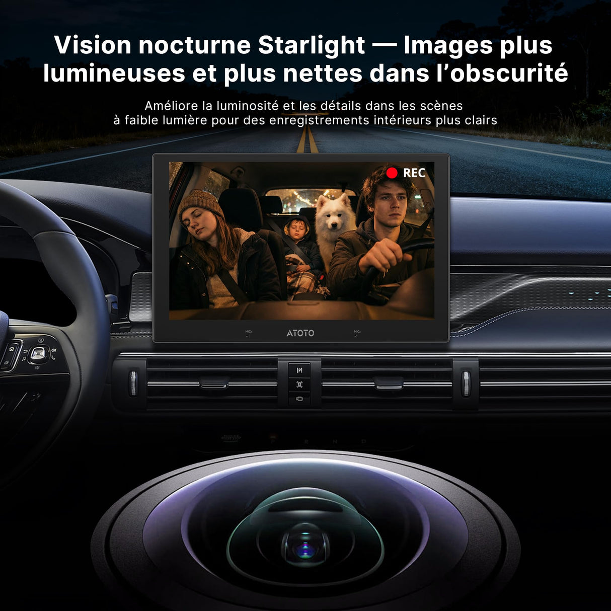 ATOTO AC-HN9CBV1 Caméra d’Habitacle Arrière (Montée à l’Avant), AHD 1080p 30fps, Vision Nocturne Starlight, Grand Angle 135°, Enregistrement en Boucle, Mode Parking, Compatible Série V10