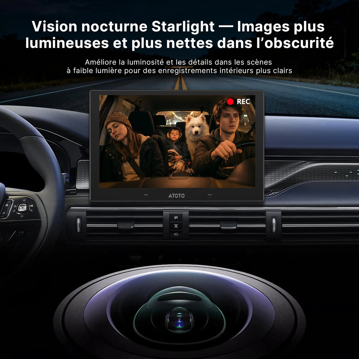 ATOTO AC-HN9CBV1 Caméra d’Habitacle Arrière (Montée à l’Avant), AHD 1080p 30fps, Vision Nocturne Starlight, Grand Angle 135°, Enregistrement en Boucle, Mode Parking, Compatible Série V10