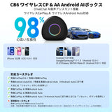 ATOTO CB6D ワイヤレスアダプター CarPlay AI Box「Magic Box」8GB+128GBモデル、ワイヤレスCarPlay・Android Auto・Android 13搭載、YouTube・Netflix・Spotify動画対応、4G LTE内蔵・Wi-Fi・デュアルBluetooth・GPS・AIアシスタント・Micro SDカード対応・ブラック