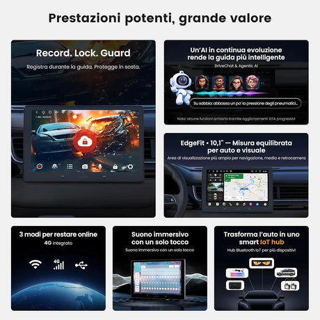 ATOTO S84G211P-S01 10,1 Pollici QLED Android Autoradio Doppio DIN, CarPlay e Android Auto wireless, 4G LTE, WiFi/USB-Tethering, Hi-Fi DSP con pre-uscita 4V, con telecamera per la retromarcia, 4G+64G