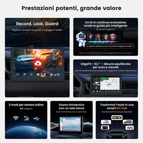 ATOTOEXCEL S8Gen4 10,1 pollici QLED Android Autoradio 2 DIN, CarPlay e Android Auto wireless, autoradio touchscreen 4G LTE, WiFi/USB-Tethering, Hi-Fi DSP, pre-out 4V, con telecamera posteriore, 4G+64G
