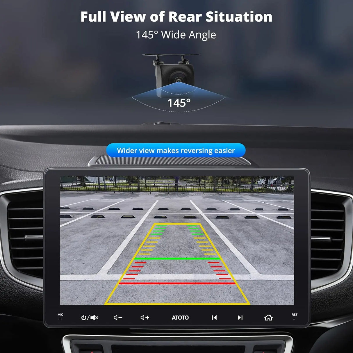 ATOTO AC-RCR04W 1080P HD Rear View Camera with HDR - 145° Ultra Wide Angle, IP67 Waterproof, Live View Monitoring, Backlight Compensation & Gain Control | Compatible with ATOTO S8 Series (Real-Time View on S8 MS/PN Models)