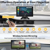 ATOTO P8 Portable Wireless Carplay Android Auto Screen, 7" QLED Glare-Suppressing Car Stereo with GPS Navigation,1080P Dash Cam, WDR & Auto Dimmer, Remote Control, Voice Assistant, P807SD-FC