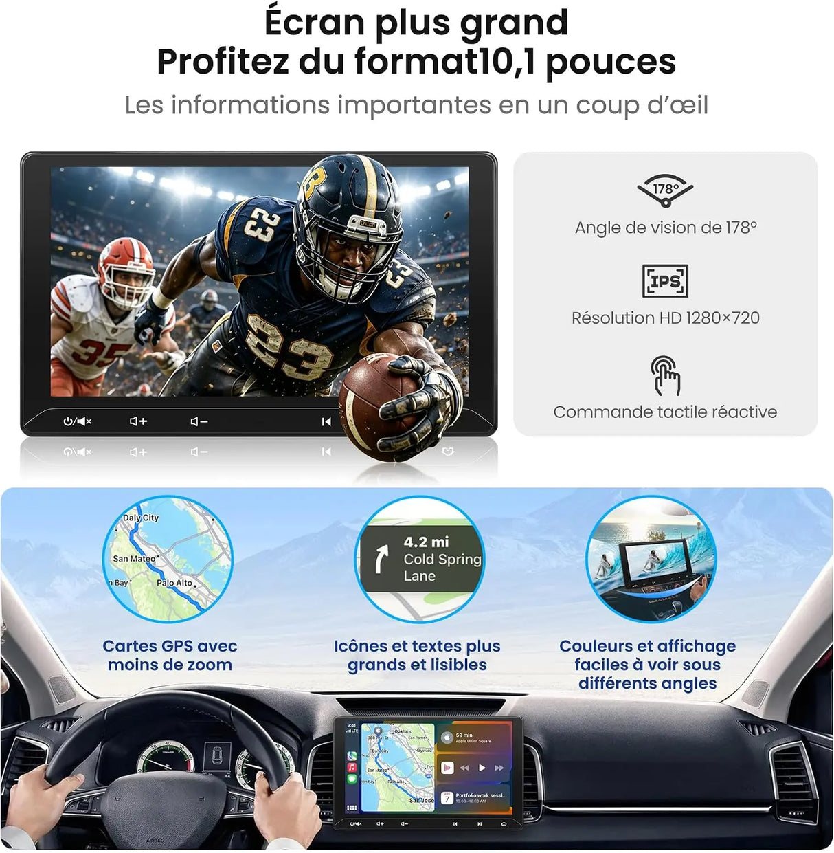 ATOTO F7G211WE 10,1 Pouces Autoradio 2 DIN avec Apple CarPlay Sans Fil et Android Auto Sans Fil, Écran Tactile HD, Bluetooth, MirrorLink, Radio FM/AM