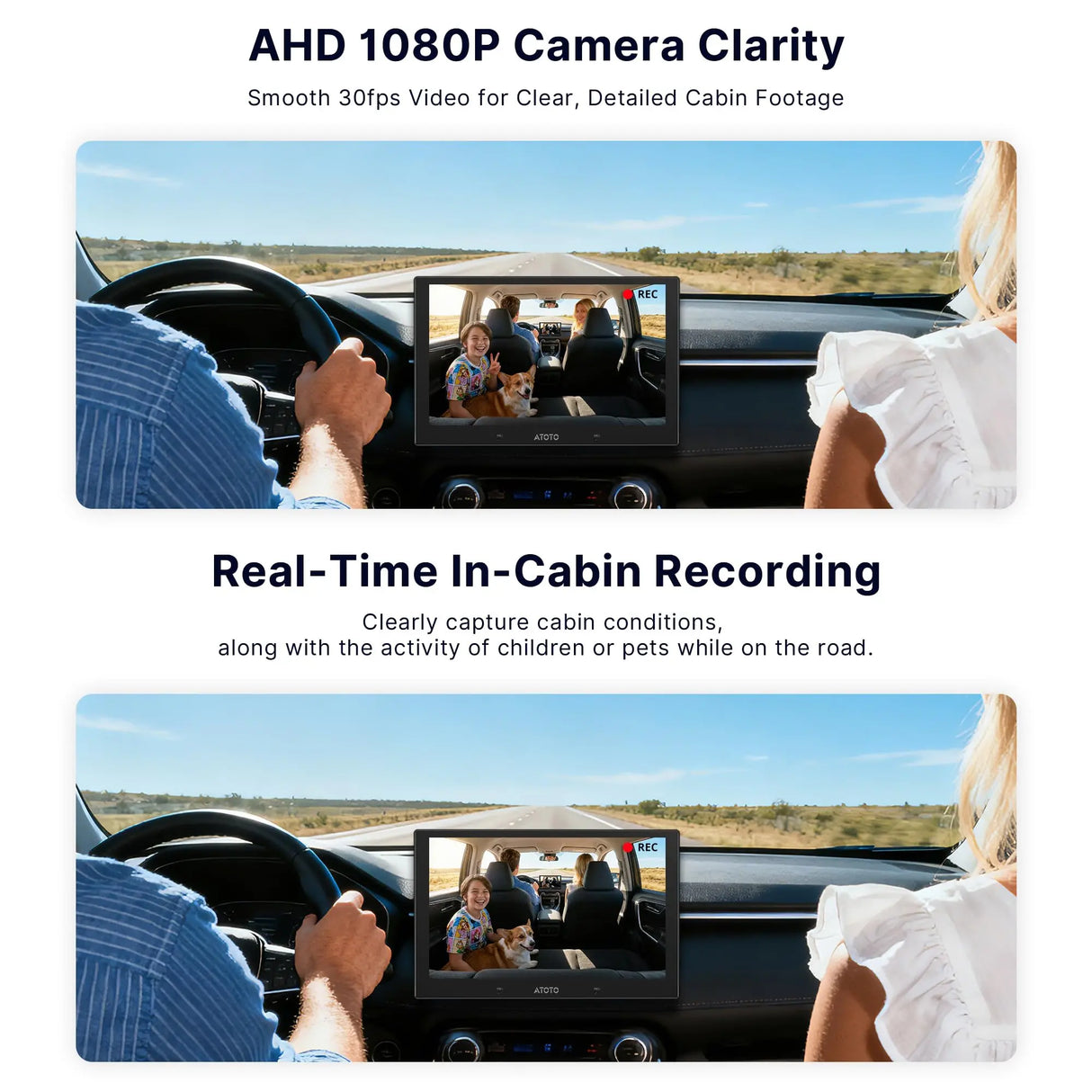 ATOTO AC-HN9CBV2 Innenraumkamera Vorne, AHD 1080p, 135° Weitwinkel, Sternenlicht-Nachtsicht, Loop-Aufnahme, Parkmodus, V10 Serie