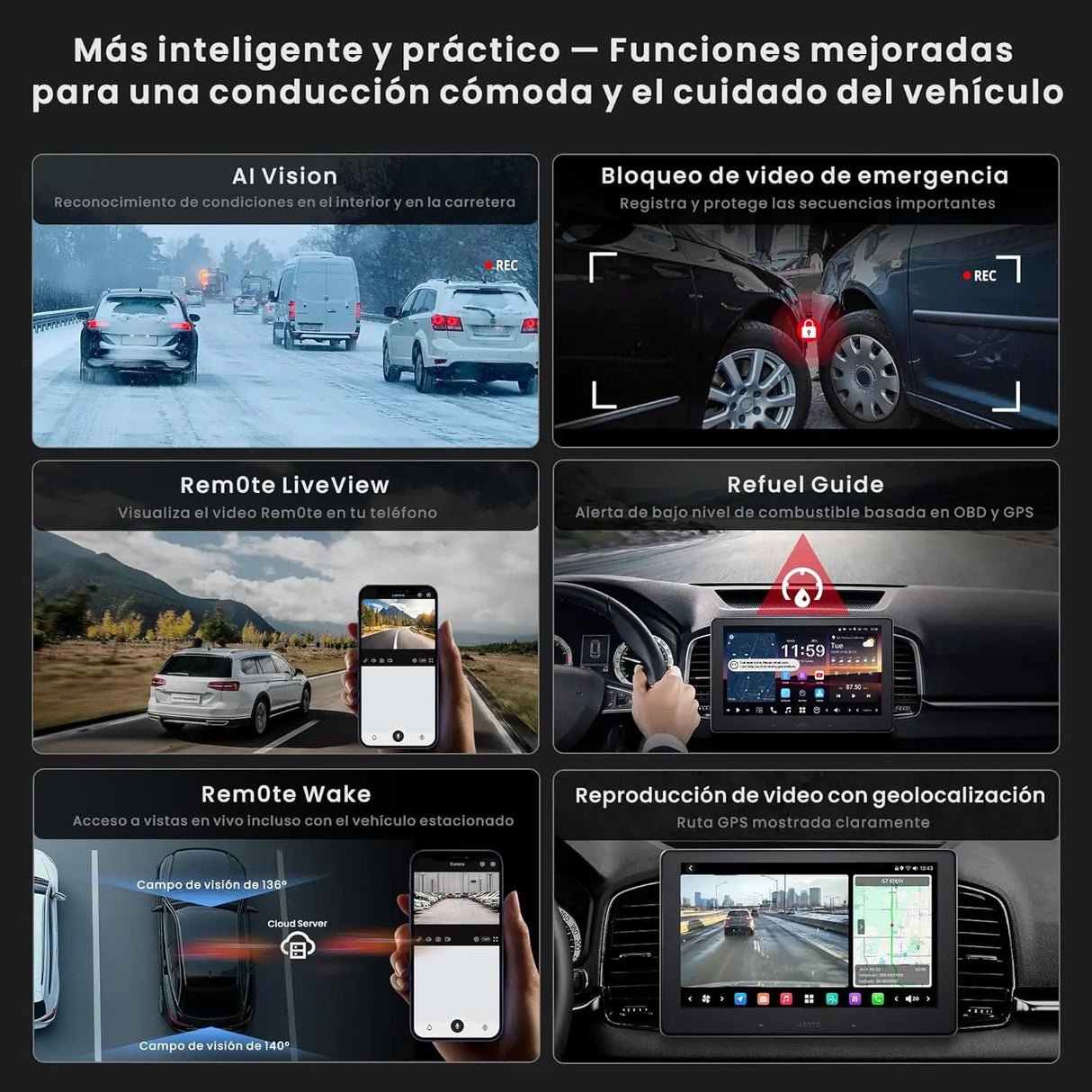ATOTO X10G209E Autoradio Double Din 9 Pulgadas X10 – Entrada Cámara Delante y Detrás 1080P, Pantalla Táctil QLED, 8GB+128GB, CarPlay Inalámbrico, Android Auto, 4G LTE, Wi-Fi, Bluetooth, DSP, AMP, Subwoofer, GPS
