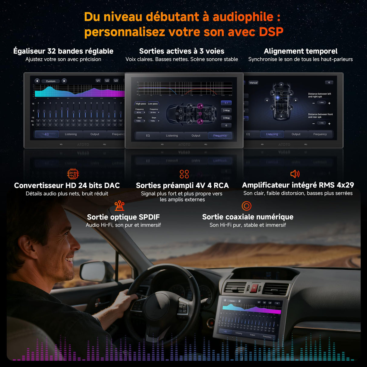 ATOTO V10G211OC 10" Autoradio 2DIN Android, 6GB+128GB, Bluetooth 5.4/Wi-Fi, CarPlay & Android Auto sans fil