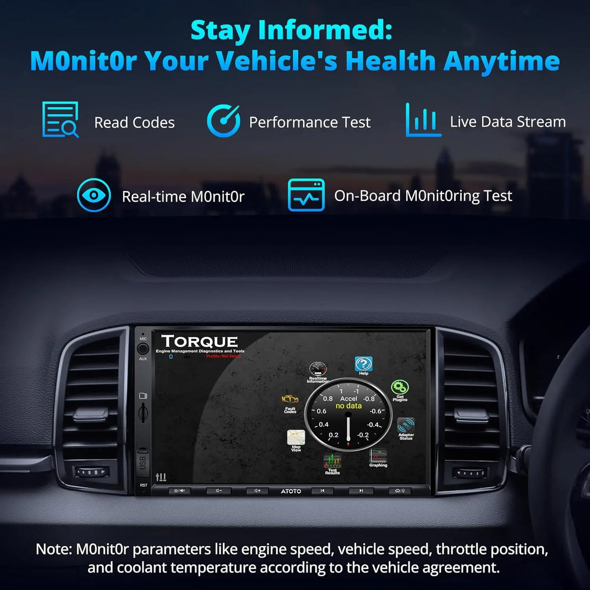 ATOTO A5LG2A7T 7" 2 Din Car stereo Android with OBD2 Diagnostic Device, Wireless CarPlay & Android Auto, 24-Band EQ, WiFi/BT Tethering, 2G+32G