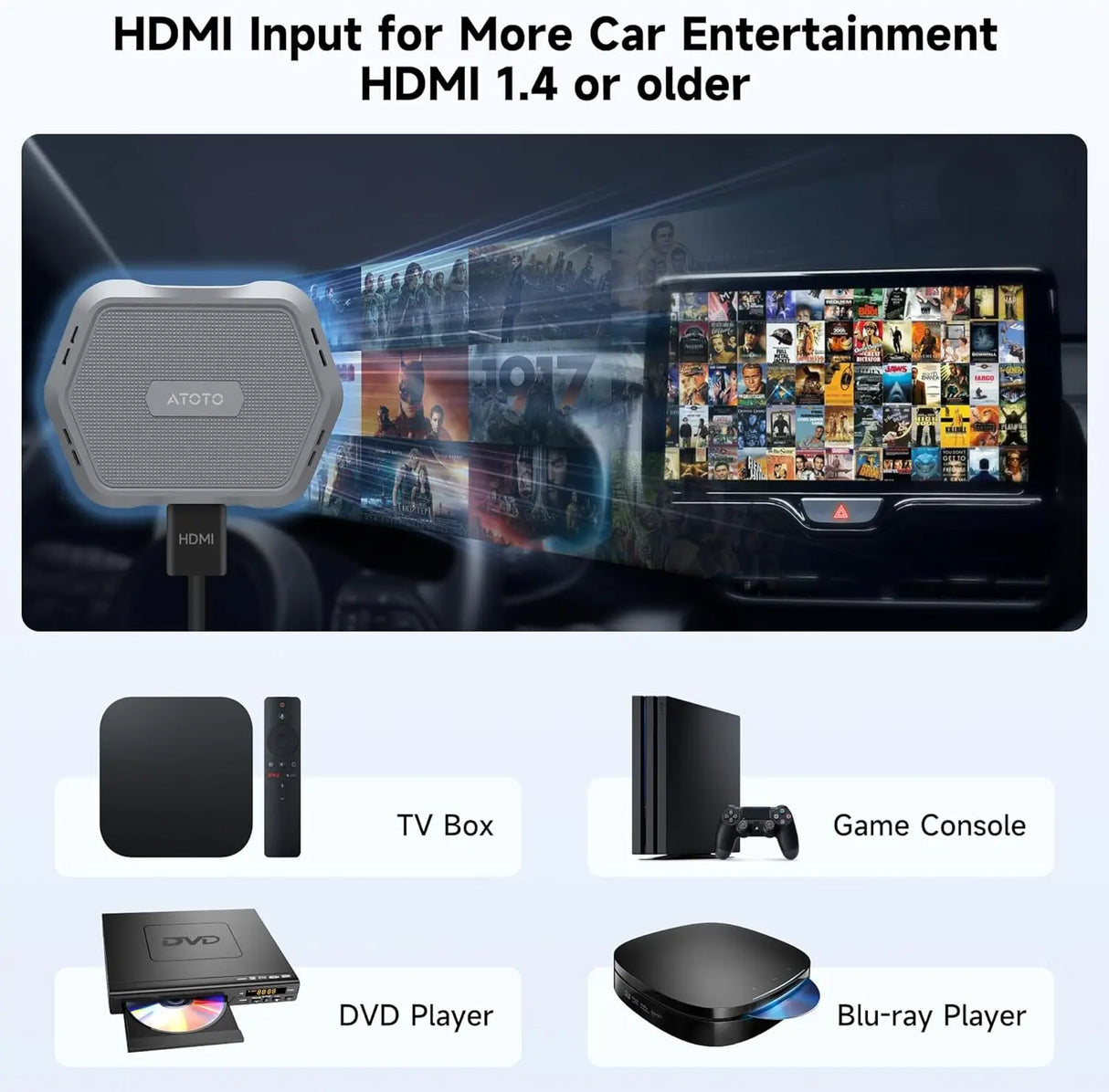 ATOTO AD1 Wireless Apple CarPlay Adapter with HDMI & BT 5.2 Dongle