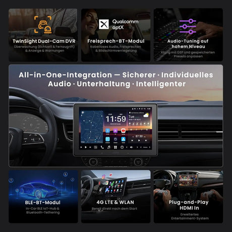 ATOTO X10G209E 9" Autoradio Double Din, Ingresso per Telecamera Anteriore e Posteriore 1080P, Schermo Tattile QLED, 8GB+128GB, CarPlay Wireless, Android Auto, 4G LTE, Wi-Fi, Bluetooth, DSP, AMP, Subwoofer, GPS