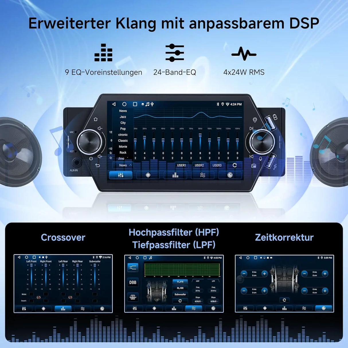 ATOTO A5LG1A5T 5" Android Autoradio Bluetooth 1 DIN, 2G+32G, Wireless CarPlay & Android Auto, Touchscreen, Wi-Fi/USB Tethering, MirrorLink, GPS, FM/RDS, Sprachsteuerung, Live-Rückansicht
