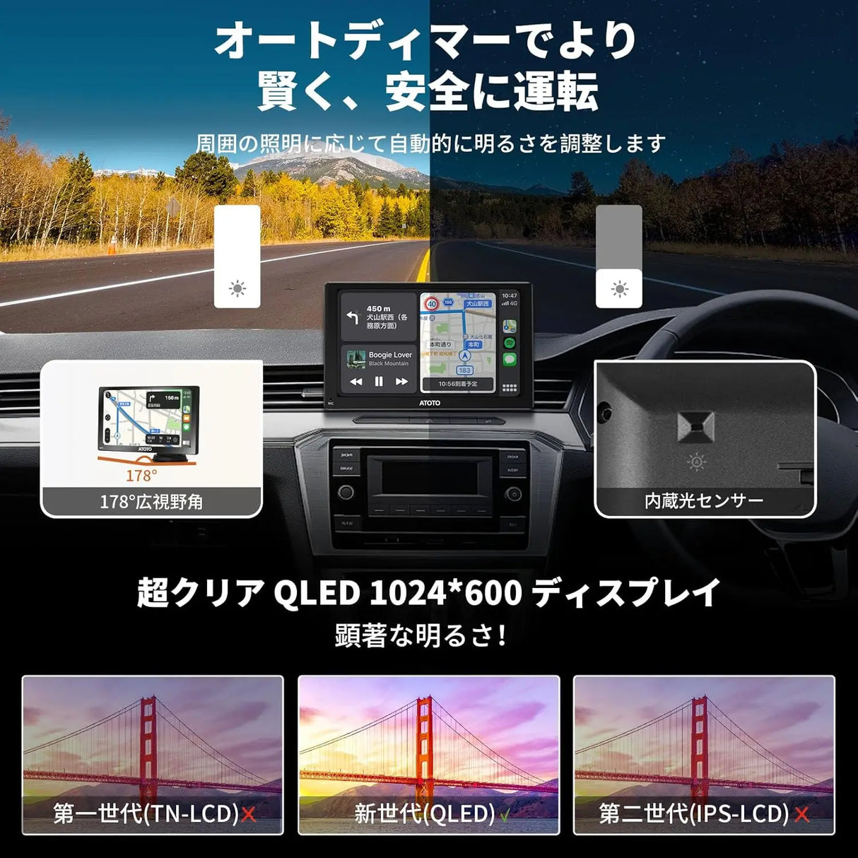 ATOTO P8 ポータブルナビ 7インチディスプレイオーディオ