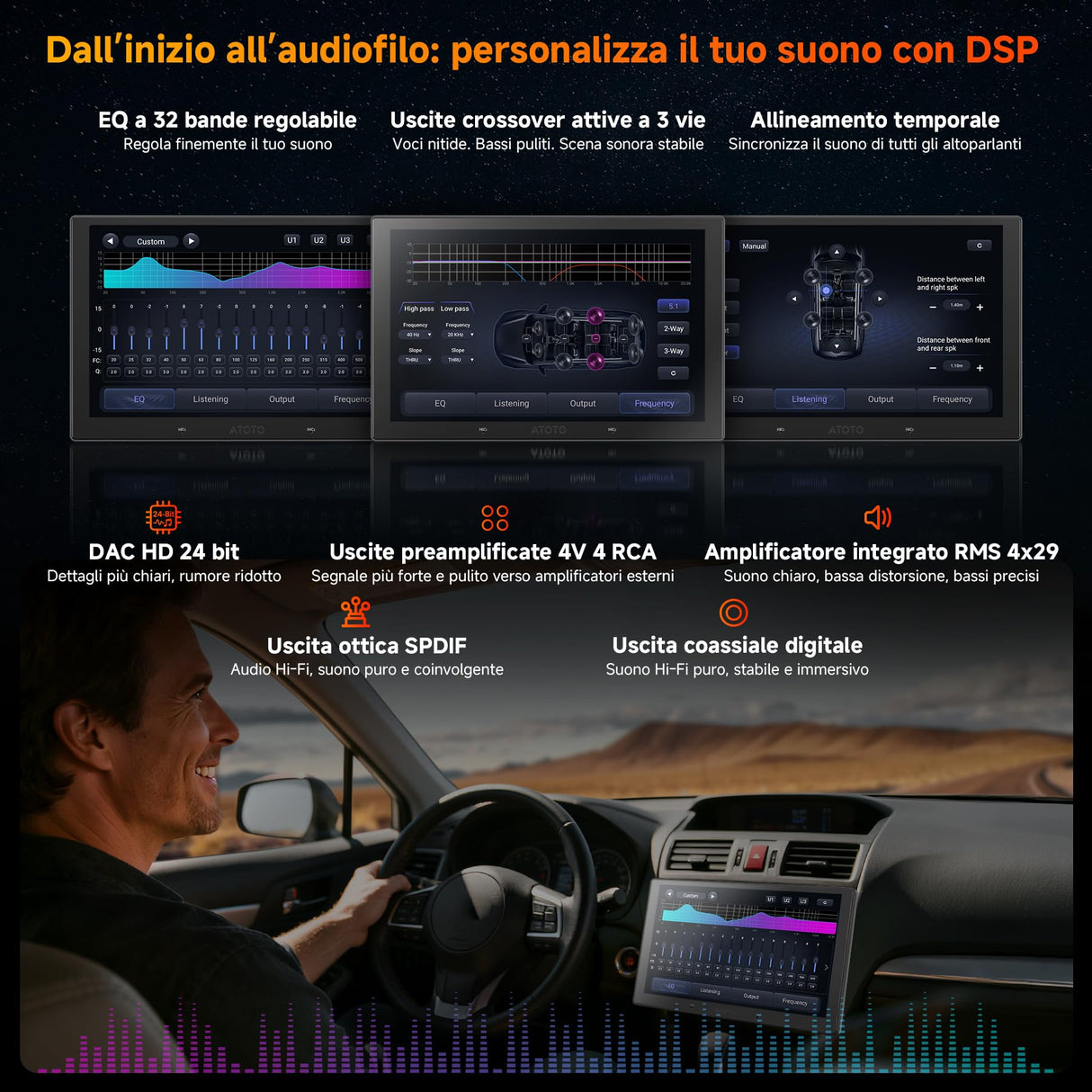 ATOTO V10G211OC 10" Android 2DIN Autoradio, 6GB+128GB, Bluetooth 5.4/Wi-Fi, CarPlay e Android Auto Senza Fili