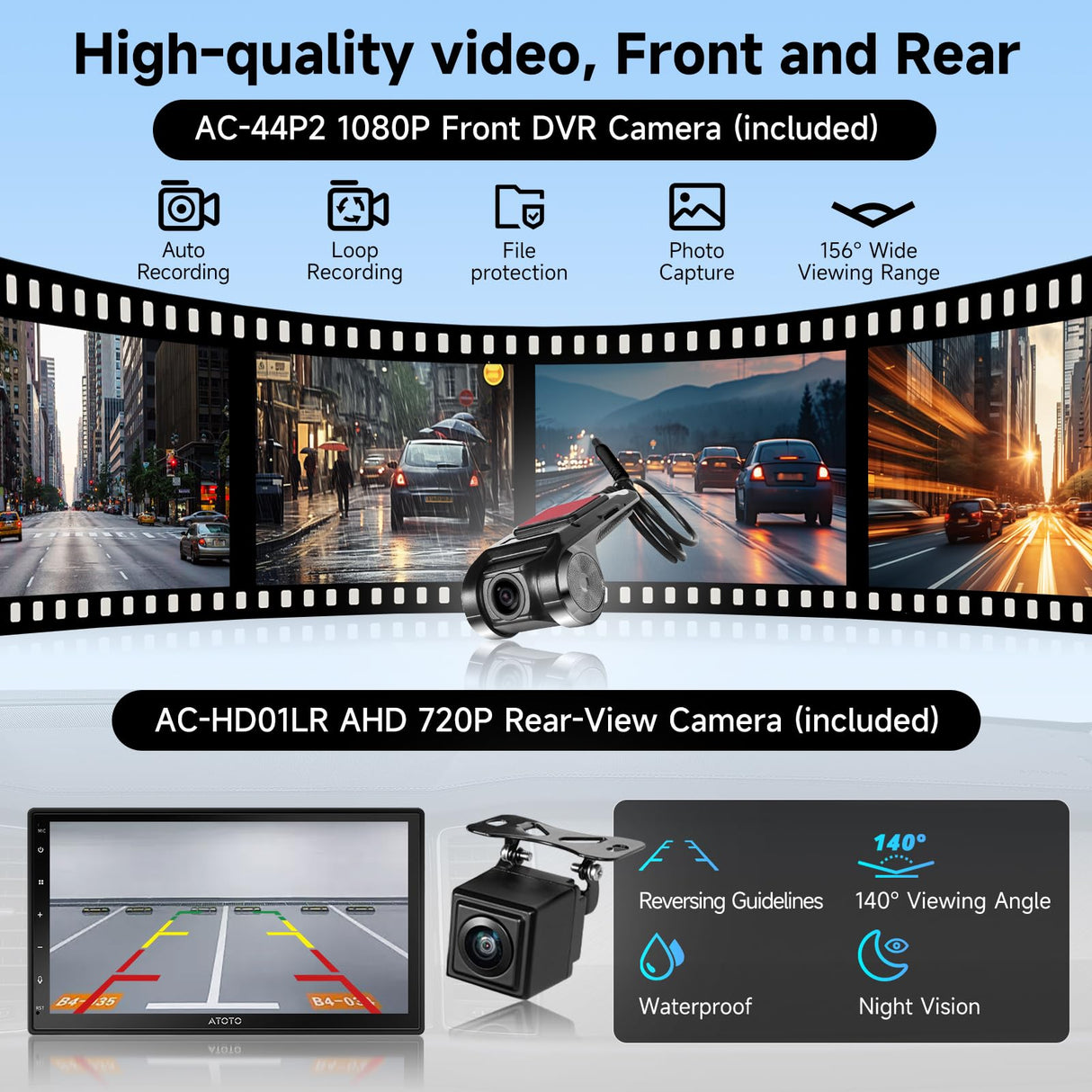 ATOTO A5L 7" Double Din Car Stereo with Wireless CarPlay & Android Auto, Backup Camera & DVR Dashcam, ChatGPT, GPS Navigation, WiFi/Bluetooth/USB, 24 EQ DSP, 2G+32G