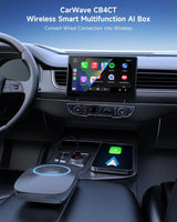 ATOTO CarWave CB4CT Android Auto Wireless Adapter, Wireless CarPlay & Android Auto Video Box with 8-Core, 8G+126G, 4G LTE, WiFi, Bluetooth, Supports Spotify & SXM