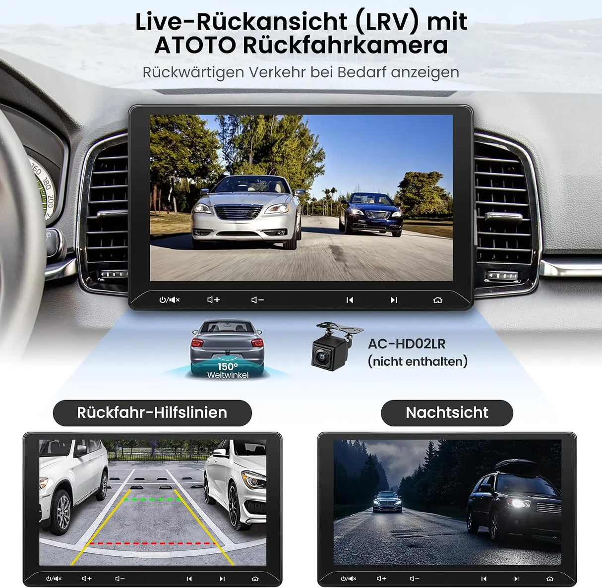 ATOTO F7G211WE 10,1 Zoll Doppel-DIN Autoradio, Wireless Apple CarPlay & Android Auto, Touchscreen, Bluetooth, LRV, MirrorLink, Lenkradfernbedienung, AUX, FM/AM-Radio