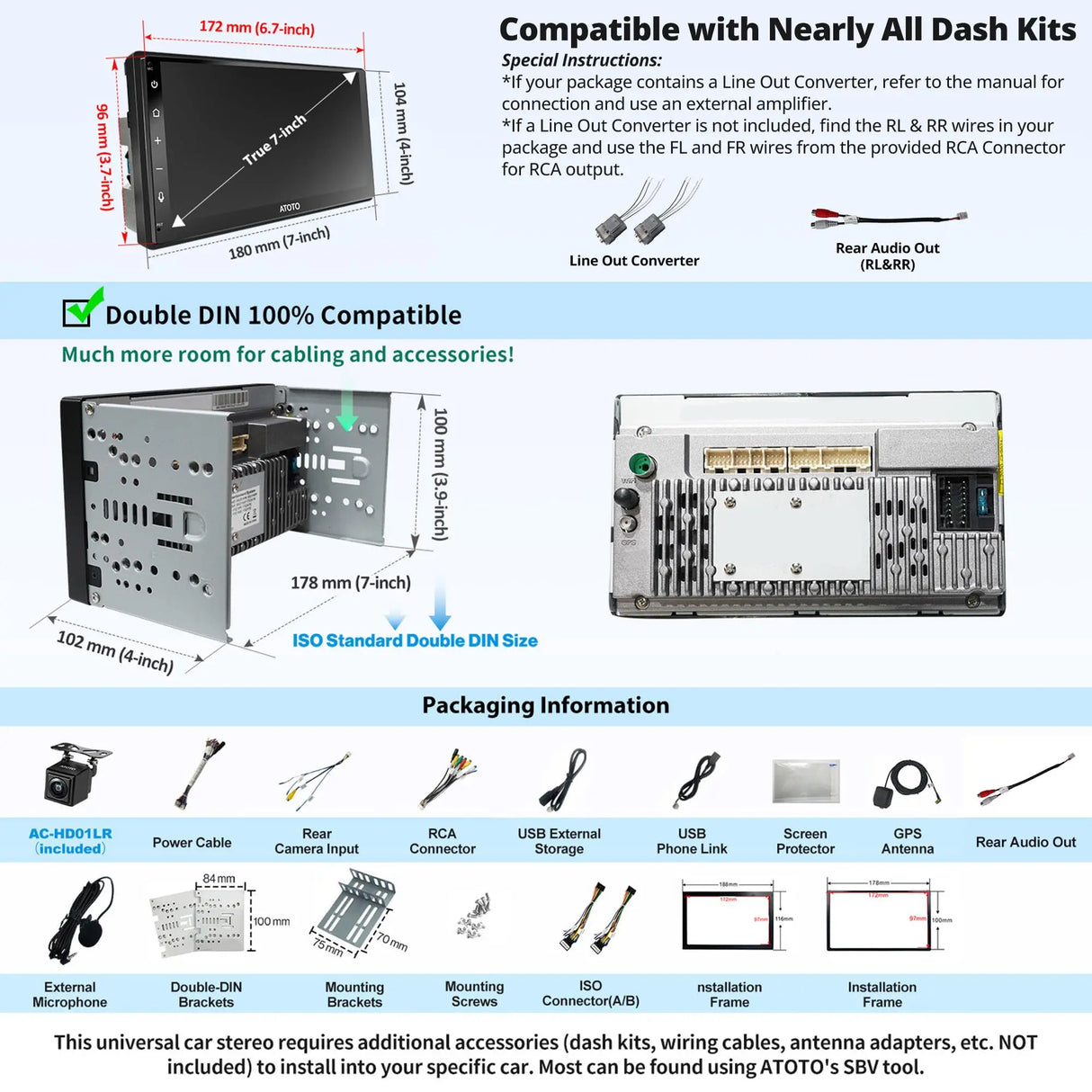 ATOTO A6G2B7PF Radio 2 DIN Android 7" QLED con Cámara de Respaldo y Micrófono, DAB+, CarPlay y Android Auto Inalámbrico, MirrorLink, 2 Bluetooth, Anclaje WiFi/BT/USB, HD LRV