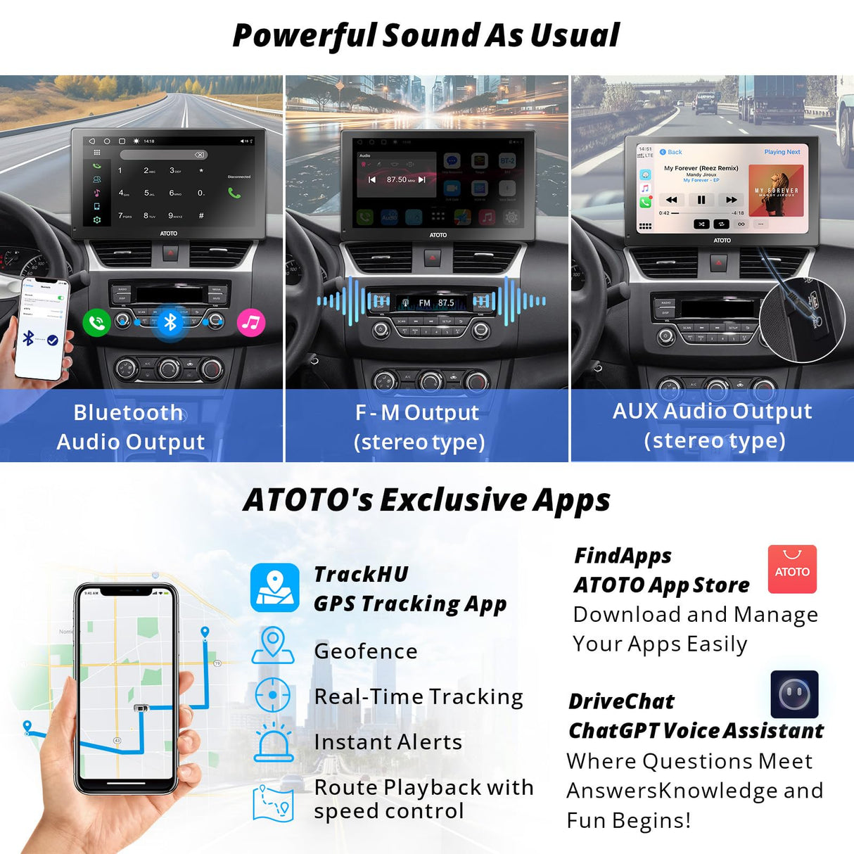 ATOTO 9 Inch Android Portable Car Stereo with 4G+32G, Wireless CarPlay and Android Auto, in Dash GPS Navigation System with 4G Dual BT WiFi Dashcam Backup Camera, P909PRS3