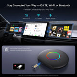 ATOTO CB6 Wireless CarPlay Adapter, 8G+128G, AI Box with AI DriveChat, GPS Tracking, Dual Bluetooth, 4G LTE (Black)