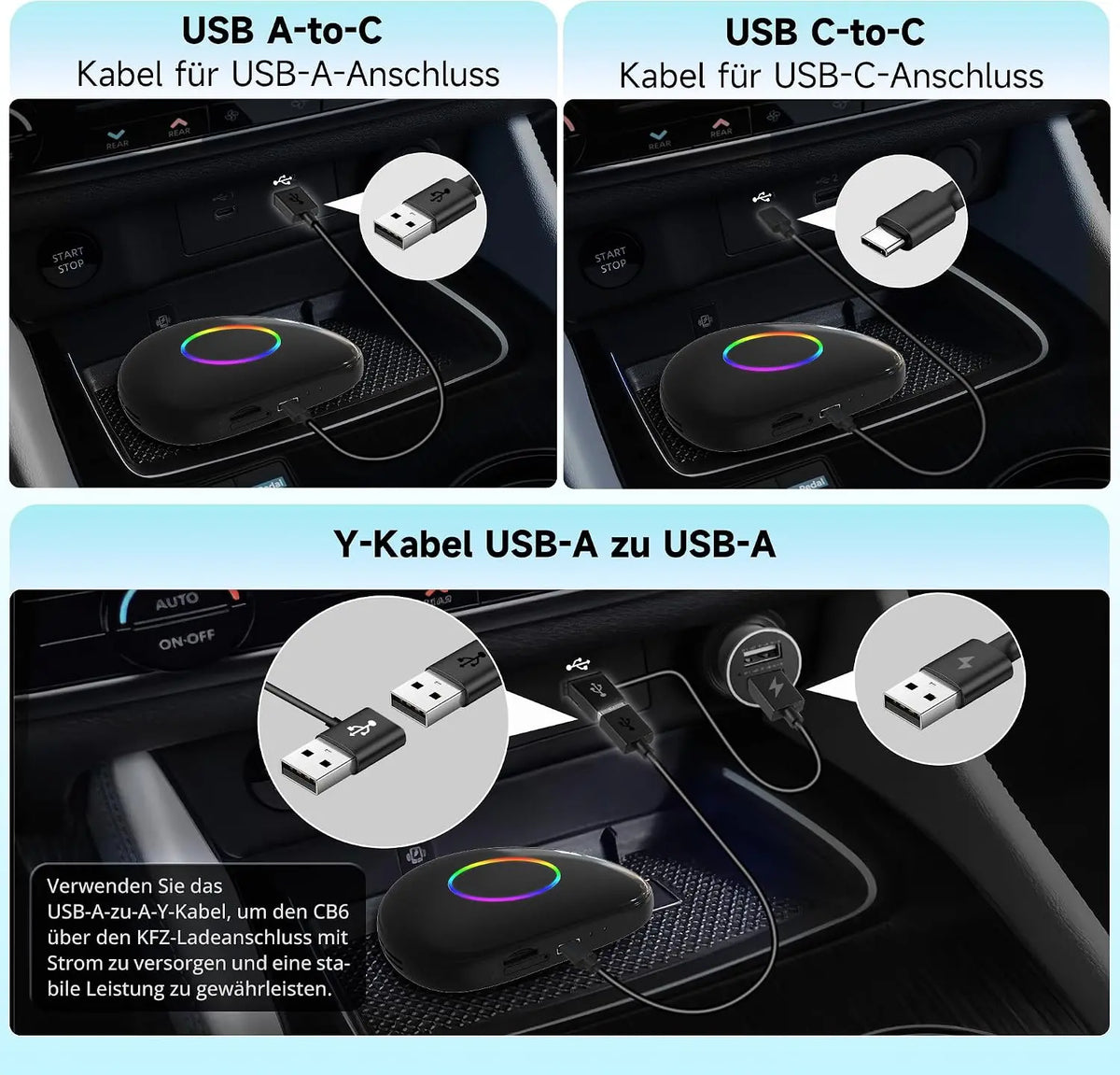 ATOTO CB6 Android Auto Wireless Adapter – CarPlay IA Box, 8GB+128GB Auto-Streaming-Box mit 4G, Dual Bluetooth, USB, integriertem GPS, KI-Assistent, microSD-Erweiterung, OTA