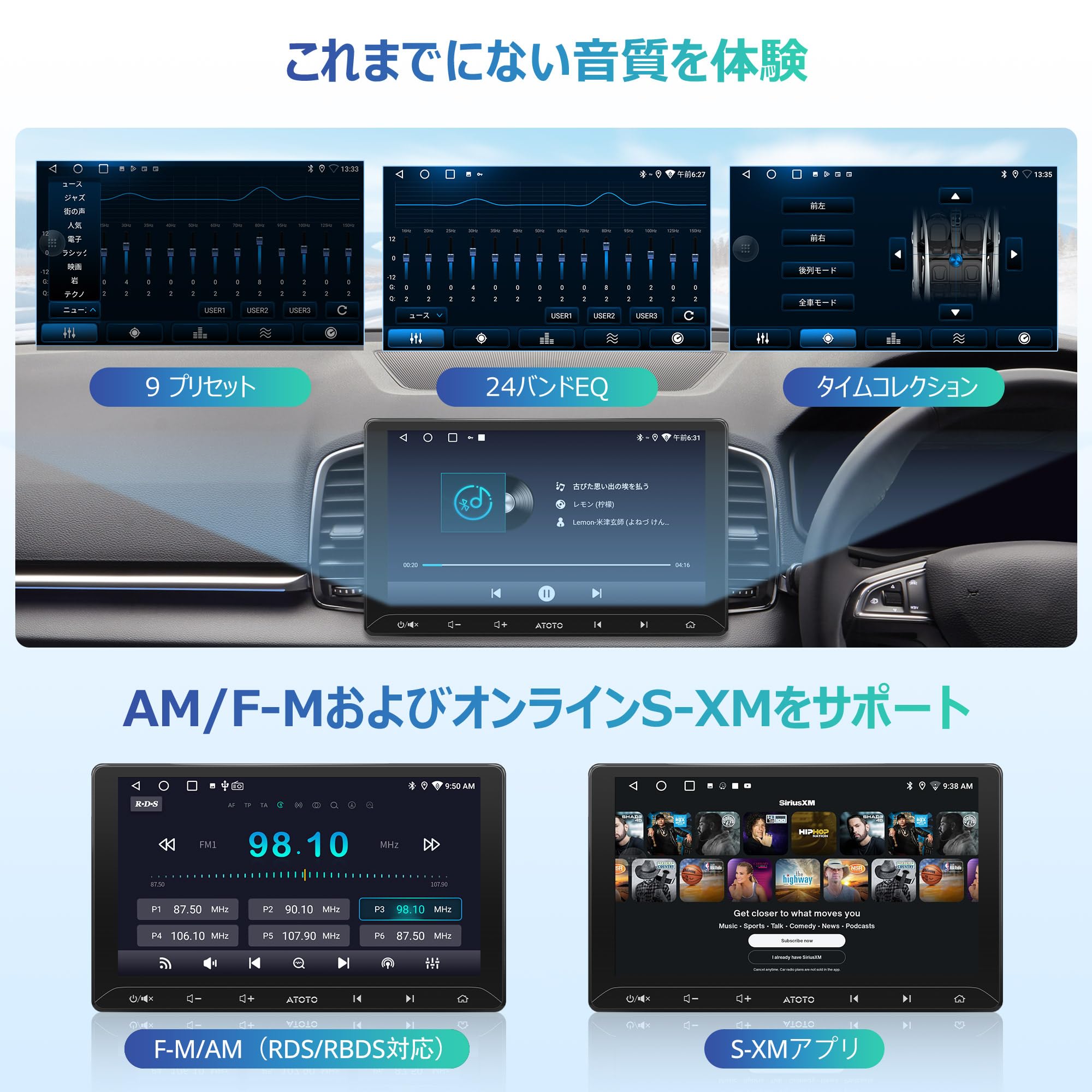 ATOTO A5L 10.1型 2Dinディスプレイオーディオ CarPlay OBD2 GPS搭載