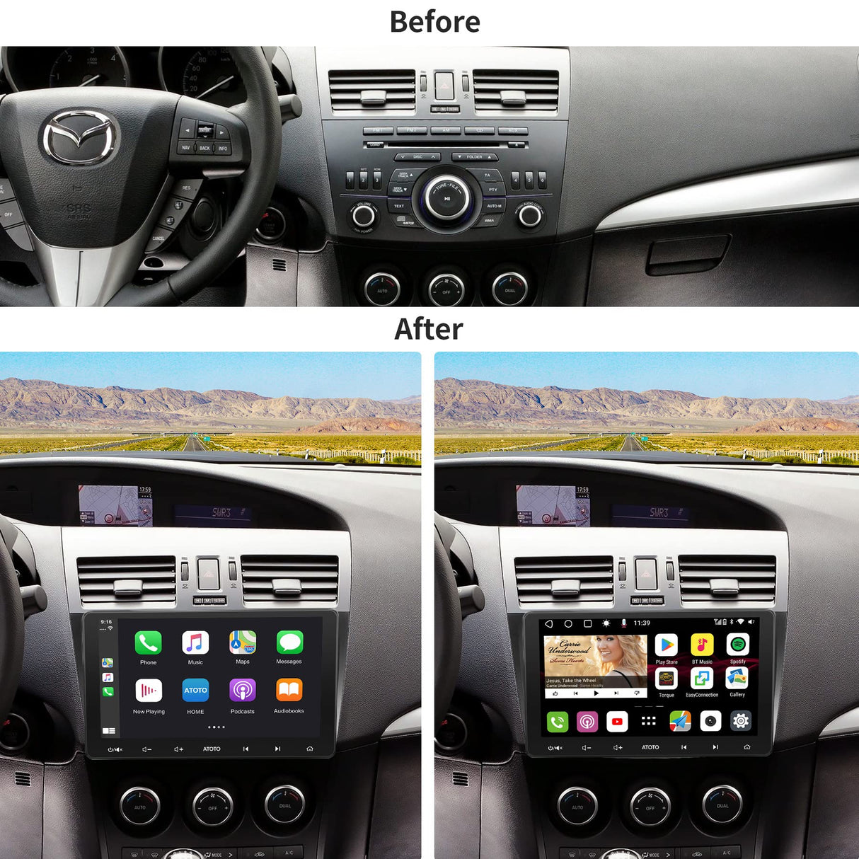 YOFUNG AC-MZD303X-ST Dash Installation Mounting Kit for Mazda 3 2010–2013 – Only Compatible with ATOTO IAH09D Car Stereo