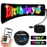 ATOTOEXCEL Programmable Led Sign for Car, 19.4'' x 4.3'' AI-Voice Control & APP Control Scrolling LED Flexible Digital Sign, Custom Text Pattern Animation, Flexible USB 5V LED Display for Car Window