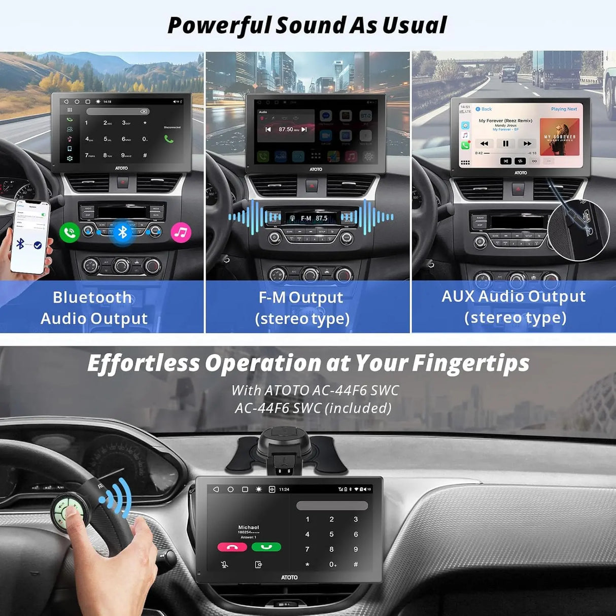 ATOTO P9 7-Zoll Android Navigationssystem | QLED-Display | 2GB+32GB | Kabelloses CarPlay &amp; Android Auto | GPS + Bluetooth