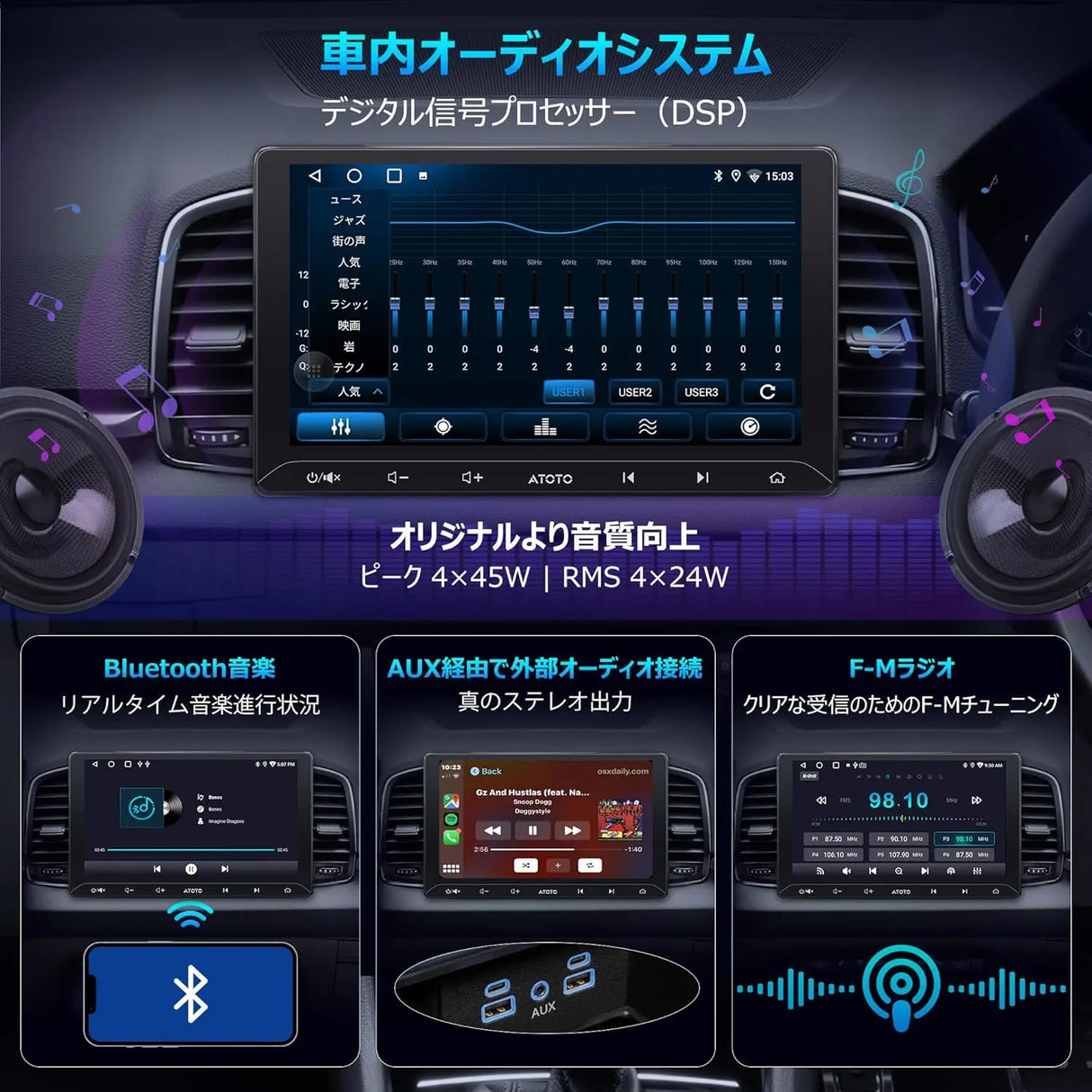 ATOTO A5L 10インチ 2Din ディスプレイオーディオ DVR＆バックカメラ付