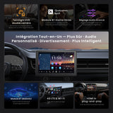 ATOTOOUT Autoradio Double Din 9 Pouces X10, écran Tactile QLED 8G+128G, CarPlay sans Fil, Android Auto, Android avec 4G/Wi-FI/BT/USB, DSP, AMP, SUB, GPS, entrée caméra Avant et de recul 1080P