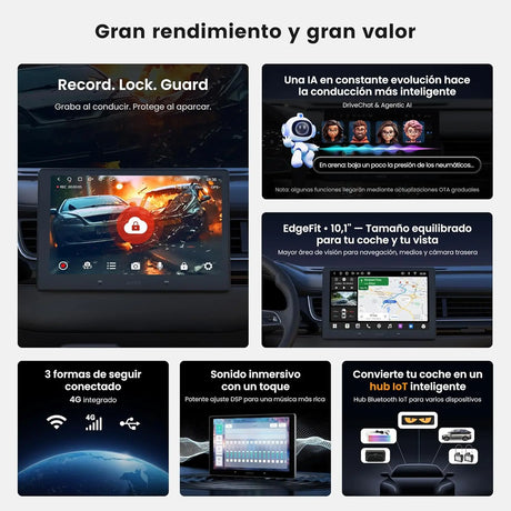 ATOTO S84G211P-S01 10.1 Pulgadas QLED Android Radio de Coche Doble DIN, CarPlay y Android Auto inalámbricos, 4G LTE, WiFi/USB-Tethering, Hi-Fi DSP con pre-Salida de 4V, con cámara de reversa, 4G+64G