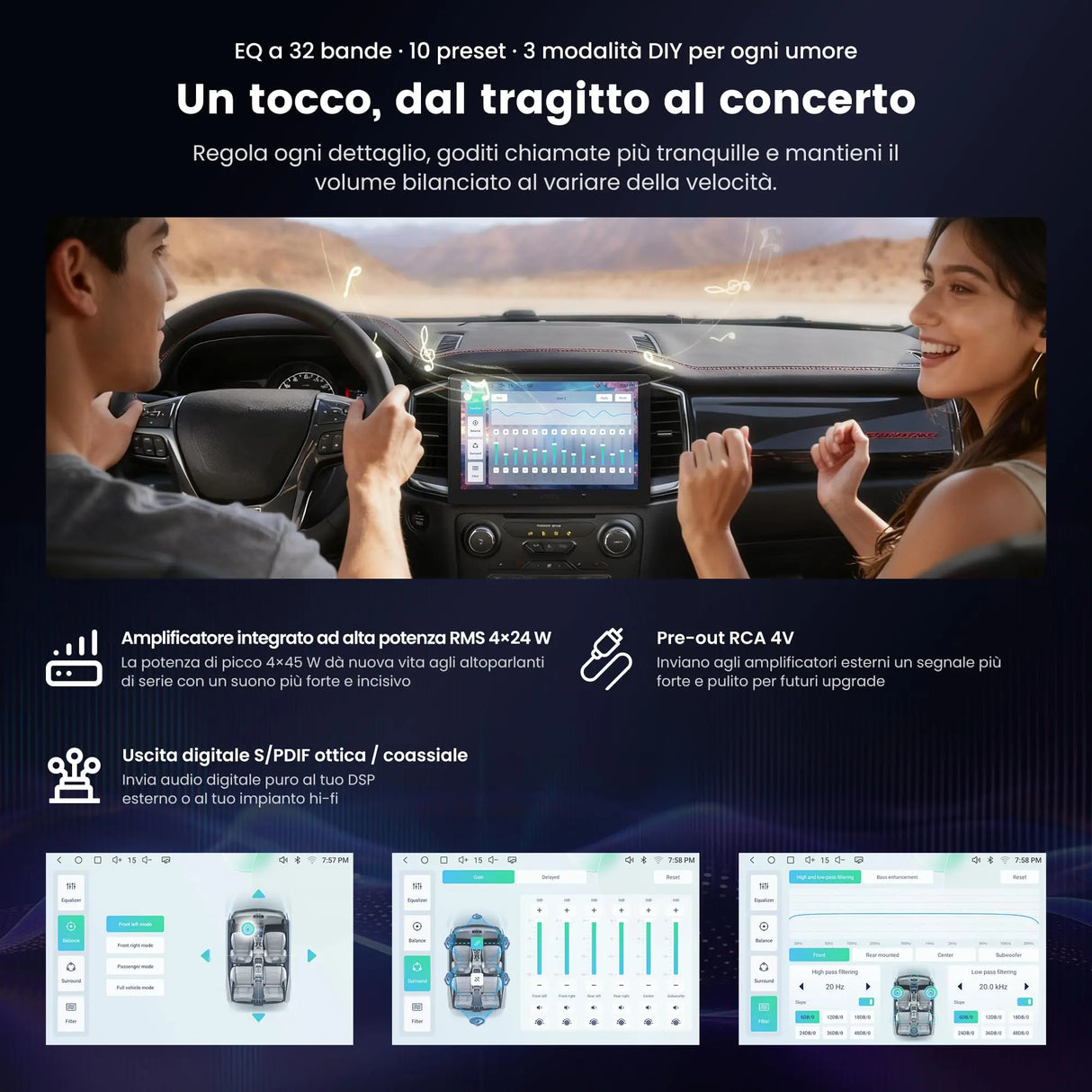 ATOTOEXCEL S8Gen4 10,1 pollici QLED Android Autoradio 2 DIN, CarPlay e Android Auto wireless, autoradio touchscreen 4G LTE, WiFi/USB-Tethering, Hi-Fi DSP, pre-out 4V, con telecamera posteriore, 4G+64G