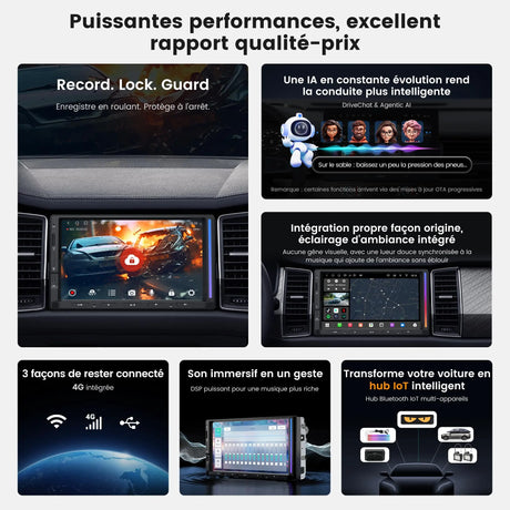 ATOTOZONE Autoradio Android 2 DIN avec Écran Tactile 7" pour Voiture avec éclairage d’Ambiance, Alerte de Collision d’Urgence, Surveillance de Stationnement, Sortie Hi‑FI DSP 4V