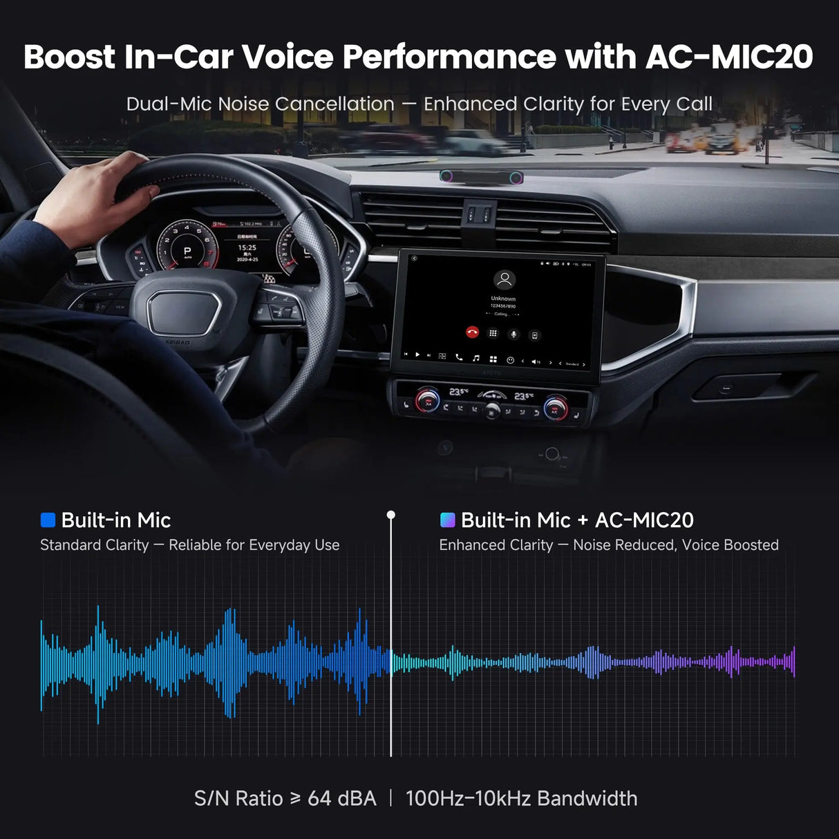 ATOTO AC-MIC20 Car Mic - Noise Cancelling, Clear Voice Commands, Silicone Design, for X10 Series Only