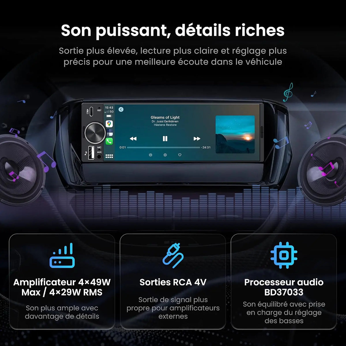 ATOTO F7WE Autoradio 1 DIN 6.28 Pouces avec CarPlay sans Fil & Android Auto