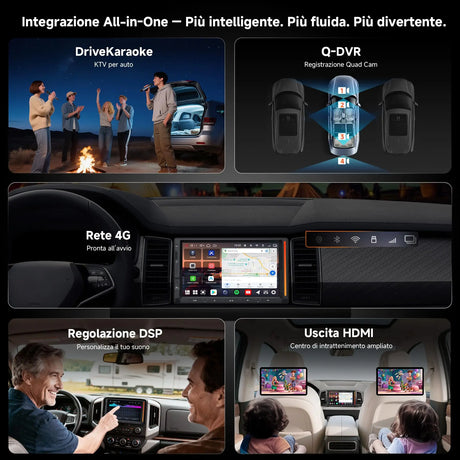 ATOTOEXCEL V10 Autoradio 2 Din Android 7" QLED, Karaoke in Auto, Registrazione Simultanea a 4 Telecamere, 4G SIM/Wi-Fi/USB Tethering, aptX HD Bluetooth, DSP Audio 7.1.2, IA Agentica
