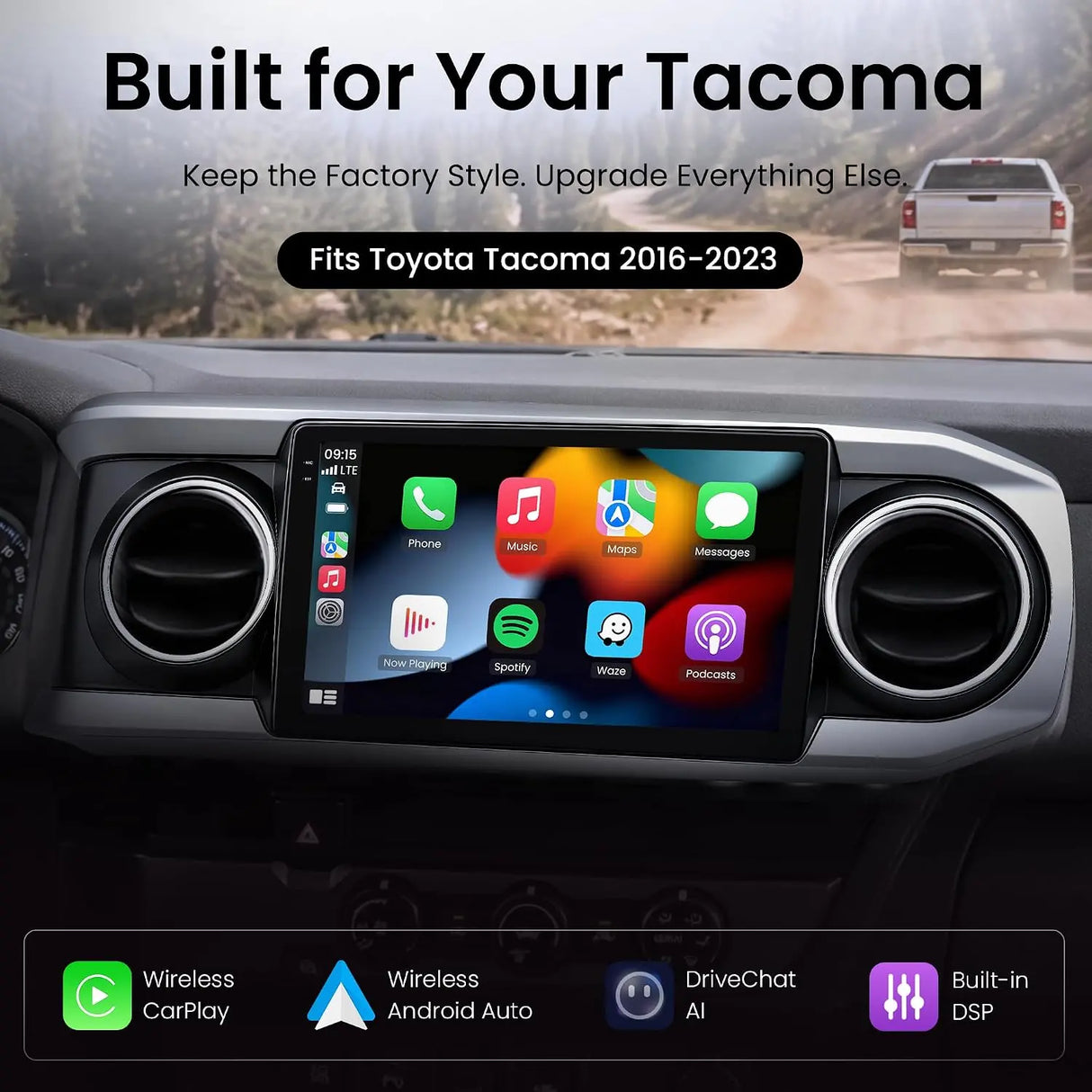 ATOTO S8LTAC10ADM 10.1" Android Car Stereo for Toyota Tacoma 2016–2023, Wireless Apple CarPlay & Android Auto, 4G LTE, QLED Display, DSP, GPS Navigation, Bluetooth 5.1